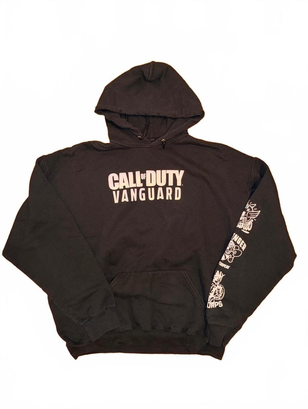 Call of Duty Vanguard Black Hoodie Sleeve & Back Graphic Pullover Size XXL